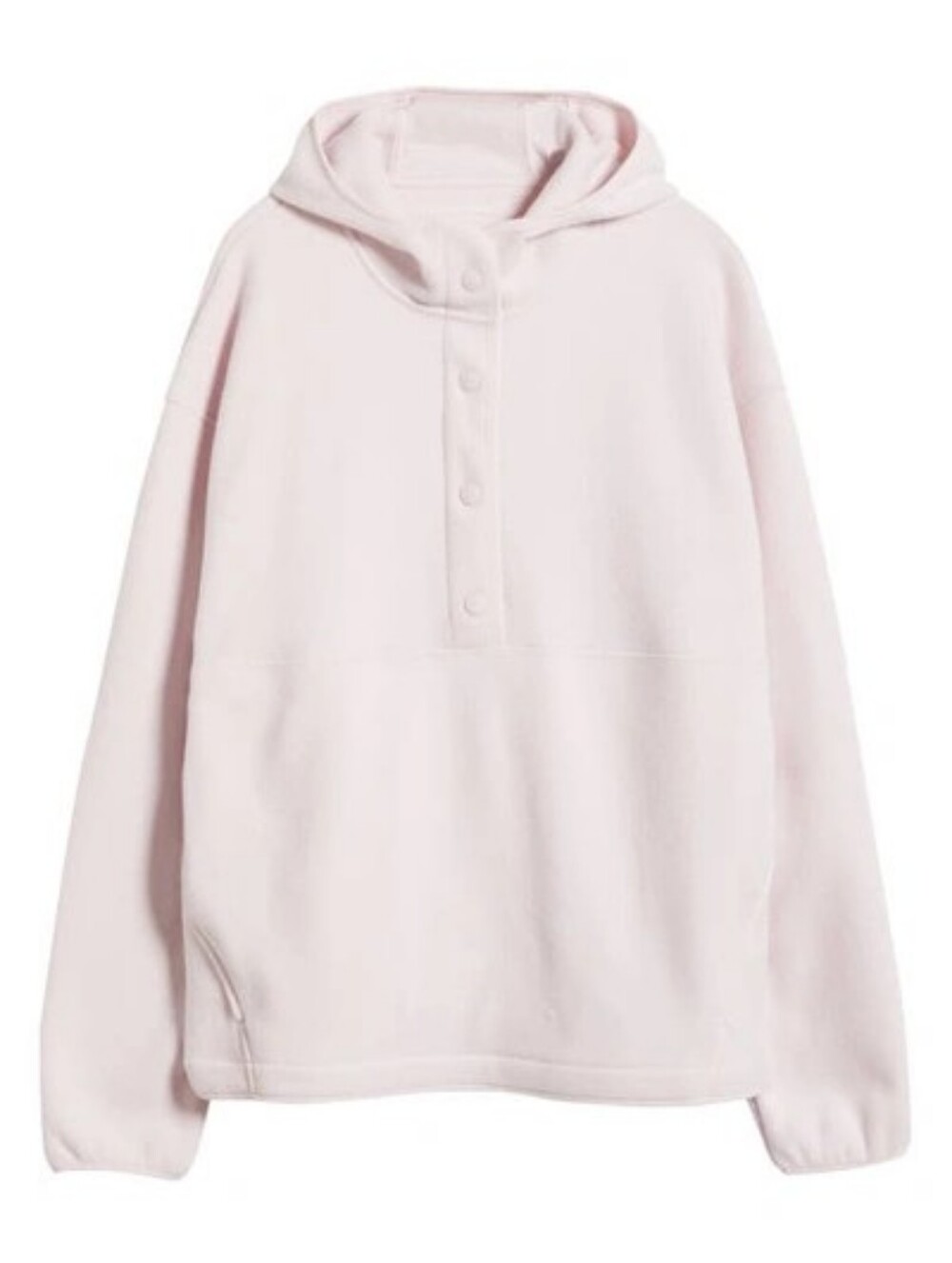 Outdoor Voices RecFleece Snap-Up Pullover Hoodie, Powder Pink, XS, Teddy Sweater